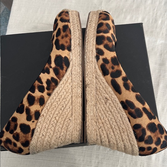 J. Crew Seville espadrille 3” wedges Leopard calf hair size 7.5 Mob wives - Picture 6 of 8